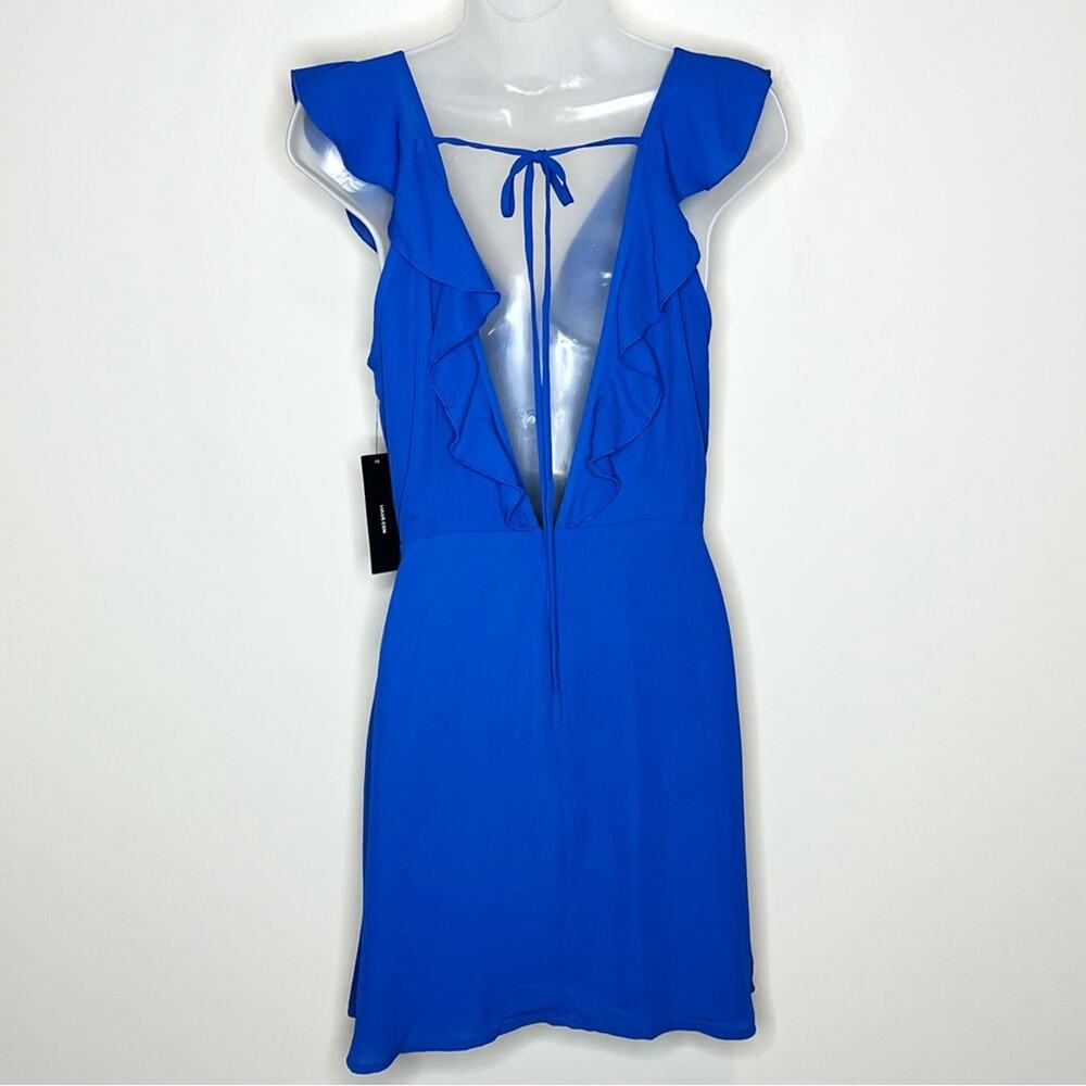 NWT LULUS Triana Royal Blue Ruffled Sleeveless Backless Short Dress Size Medium - Picture 3 of 8
